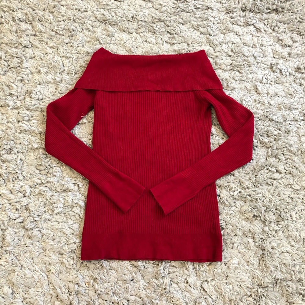 The Limited Off the Shoulder Red Sweater